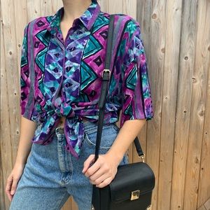 🌿 Vintage Cabrais 80s Print SS Button Down 🌿